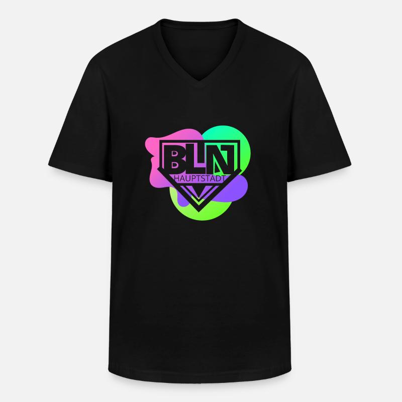 Berlin BLN Hauptstadt Stencil - Männer-T-Shirt mit V-Ausschnitt - Schwarz