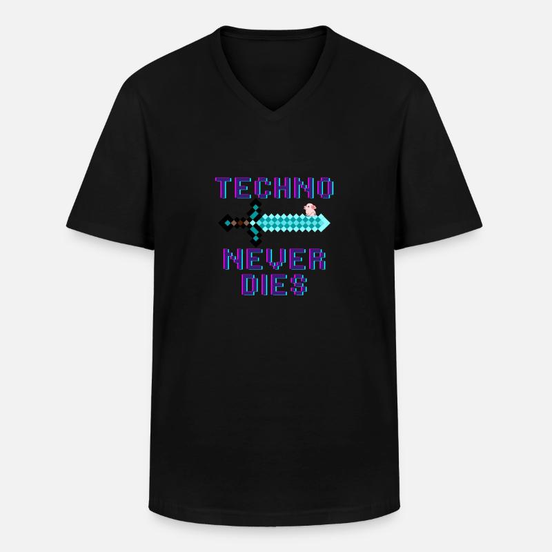 Techno Stirbt Nie - Design - Männer-T-Shirt mit V-Ausschnitt - Schwarz