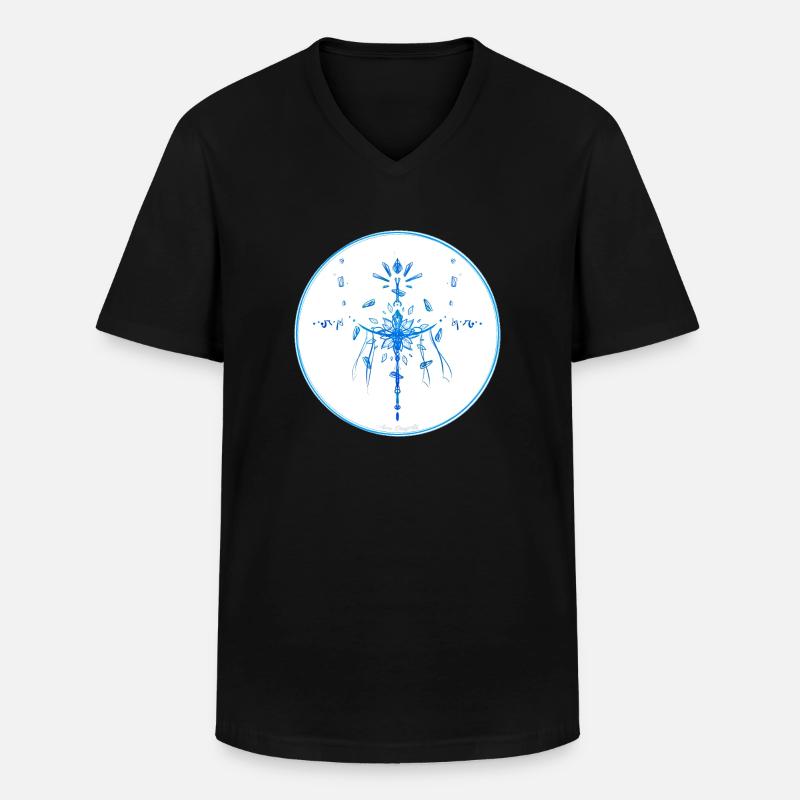 Mystique Collection ~ hellblau ~ n°4 - Männer-T-Shirt mit V-Ausschnitt - Schwarz