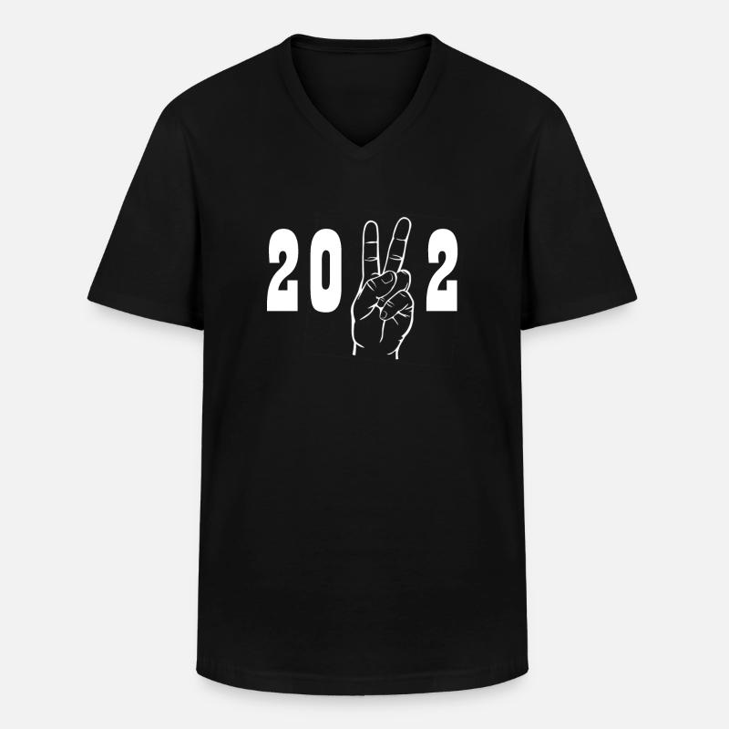 2022 Peace Zeichen - Männer-T-Shirt mit V-Ausschnitt - Schwarz