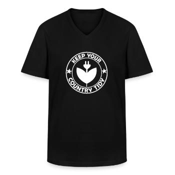 Electrical and Environmental - Men's V-Neck T-Shirt - black - Front - AI Model Male 178 dark (178cm)
