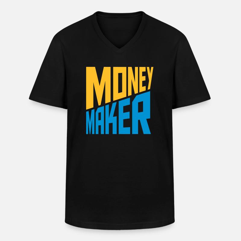 Text Money Maker Erfolgreich - Männer-T-Shirt mit V-Ausschnitt - Schwarz