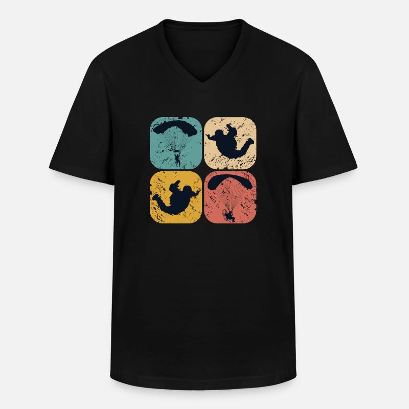 Paragliding - Männer-T-Shirt mit V-Ausschnitt - Schwarz