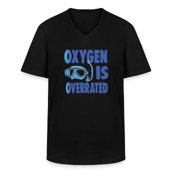 EL OXÍGENO ESTÁ SOBREVALORADO - Camiseta con cuello de pico hombre - negro - delante - AI Model Male 178 dark (178cm)