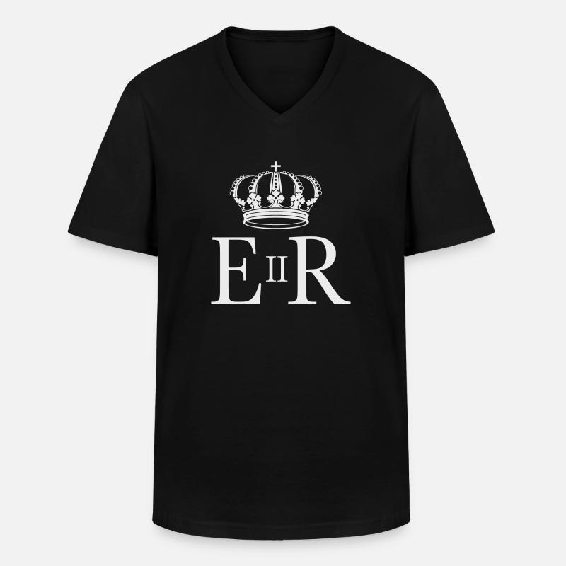 Queen Elizabeth II - Männer-T-Shirt mit V-Ausschnitt - Schwarz