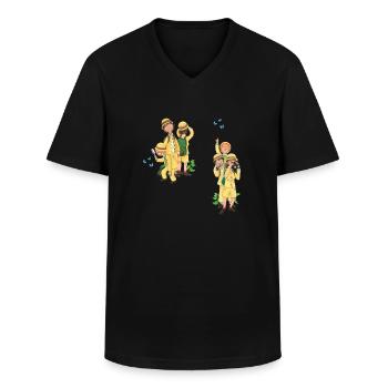funny research team - Men's V-Neck T-Shirt - black - Front - AI Model Male 178 dark (178cm)