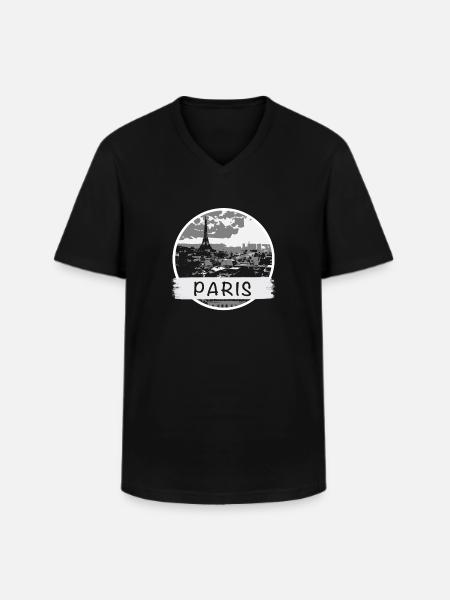 Paris City - Men's V-Neck T-Shirt - black