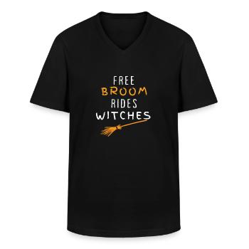 Halloween Free Broom Rides Witches - Men's V-Neck T-Shirt - black - Front - AI Model Male 178 dark (178cm)