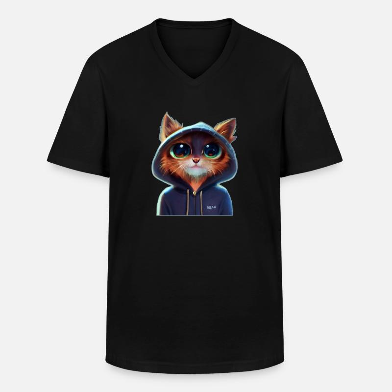Katze mit Pullover 1 - Männer-T-Shirt mit V-Ausschnitt - Schwarz