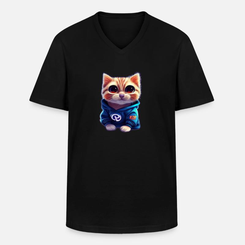Baby Katze mit Pullover - Männer-T-Shirt mit V-Ausschnitt - Schwarz