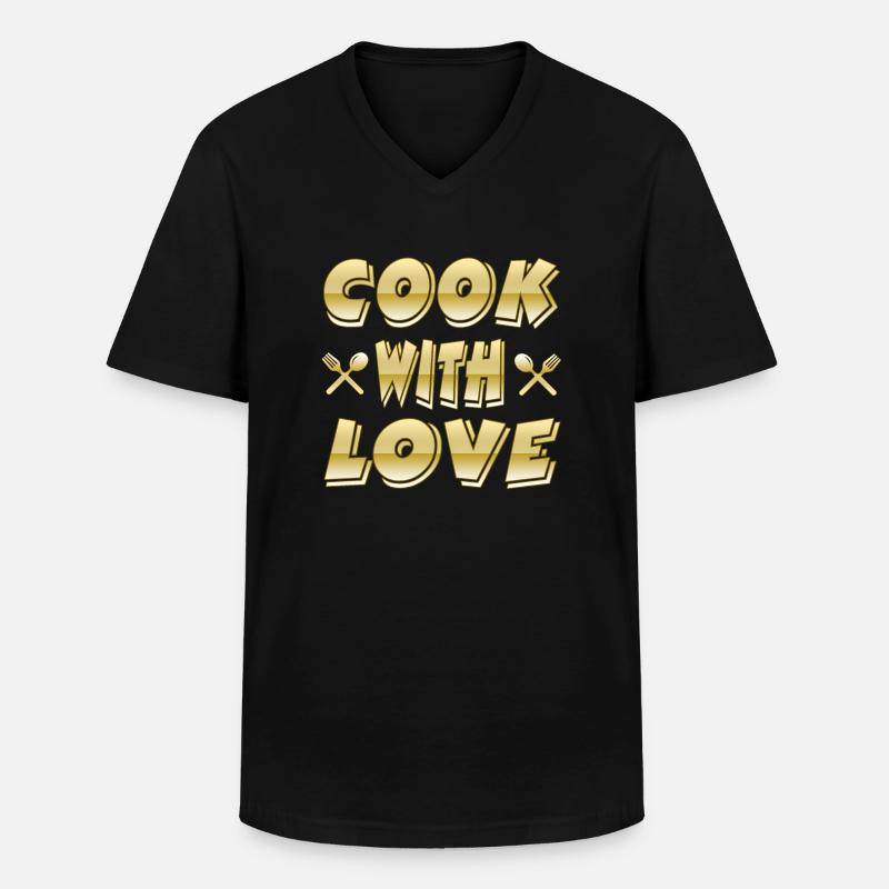 Kochen - Männer-T-Shirt mit V-Ausschnitt - Schwarz