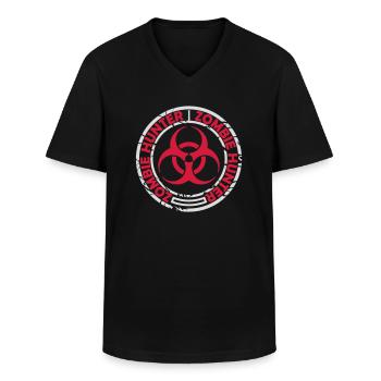 zombie hunter Halloween Quote - Men's V-Neck T-Shirt - black - Front - AI Model Male 178 dark (178cm)