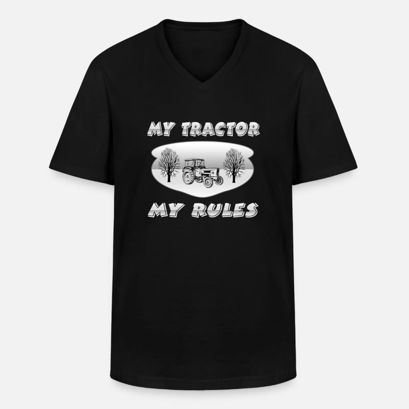 Traktor - Männer-T-Shirt mit V-Ausschnitt - Schwarz