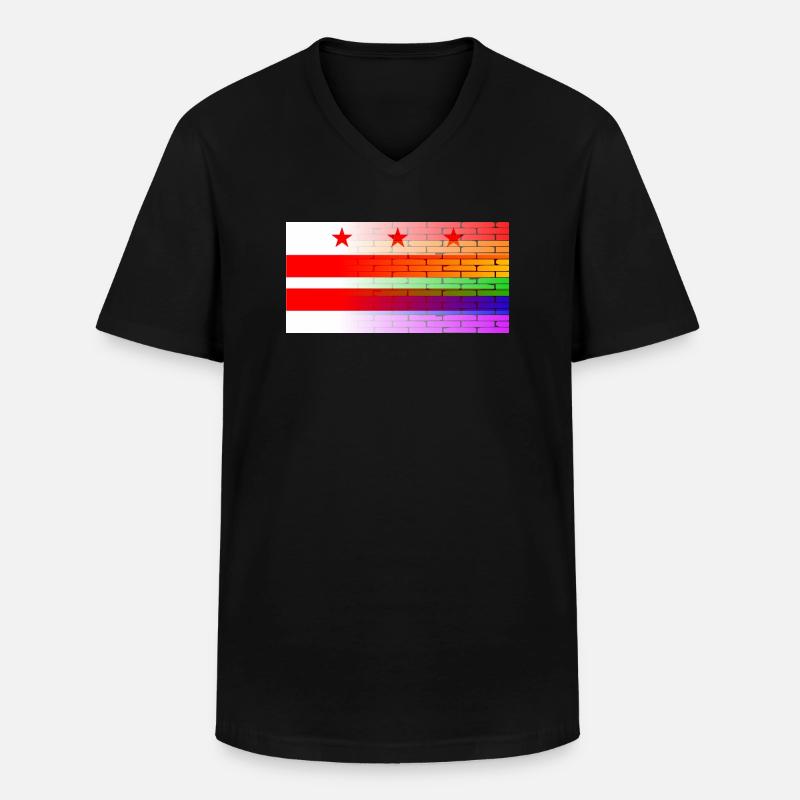 Regenbogenmauer Washington DC - Männer-T-Shirt mit V-Ausschnitt - Schwarz