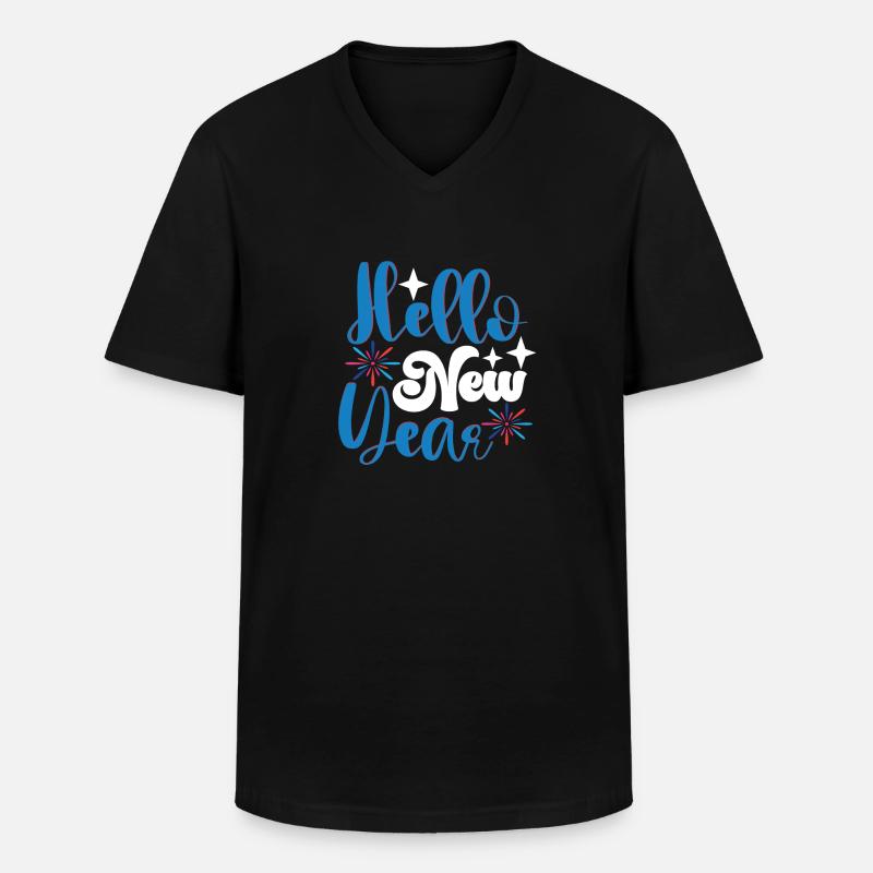 Hello New Year - Männer-T-Shirt mit V-Ausschnitt - Schwarz