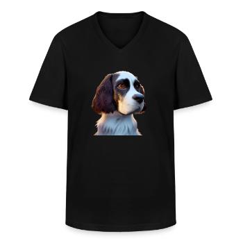 Chien d’épagneul Springer anglais - T-shirt col V Homme - noir - Devant - AI Model Male 178 dark (178cm)