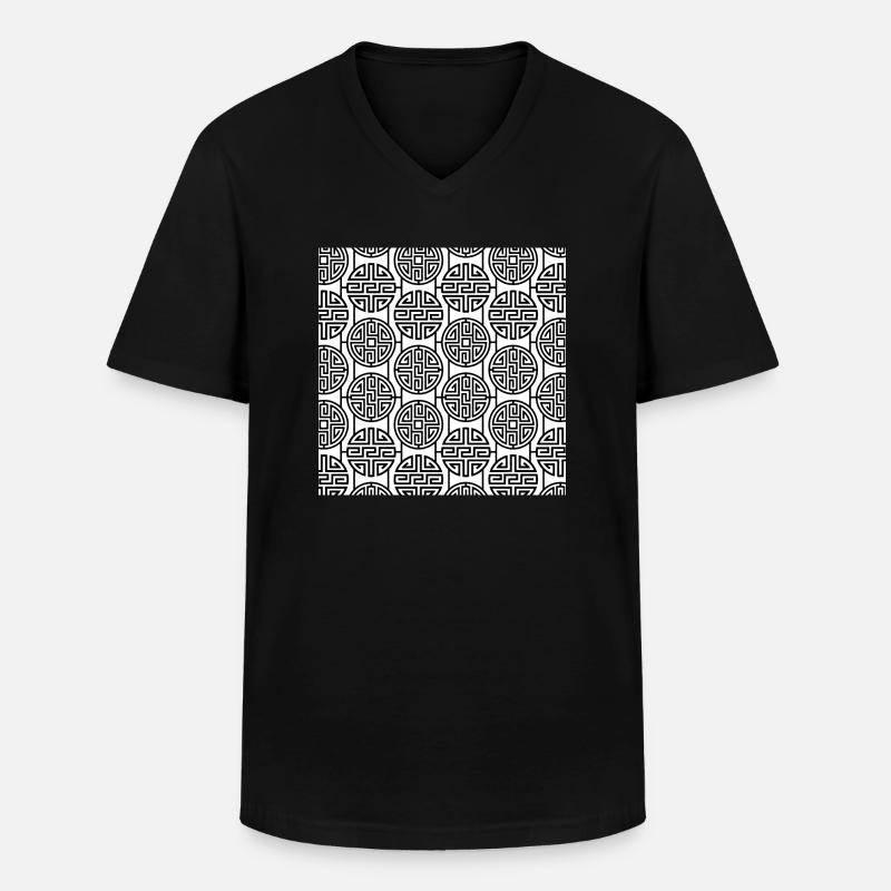 Chinese pattern - Men's V-Neck T-Shirt - black
