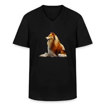 Rough Collie Weihnachten - Männer-T-Shirt mit V-Ausschnitt - Schwarz - Vorne - AI Model Male 178 dark (178cm)