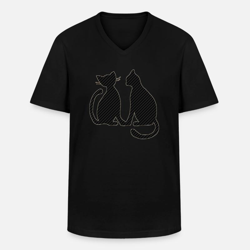 Katzen - Männer-T-Shirt mit V-Ausschnitt - Schwarz