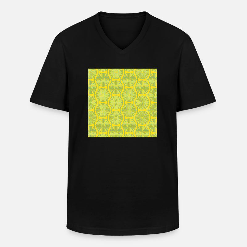 Chinesisches Muster - Männer-T-Shirt mit V-Ausschnitt - Schwarz