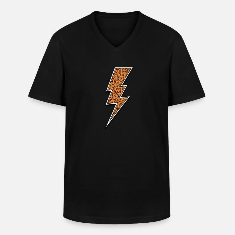 Leopard Blitz - Männer-T-Shirt mit V-Ausschnitt - Schwarz