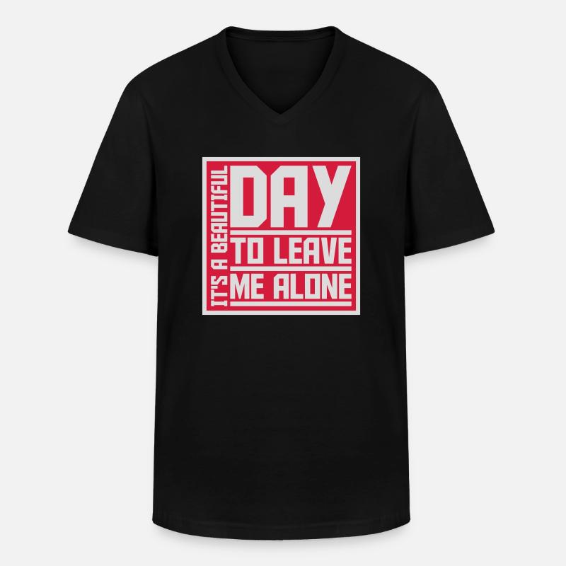 leave me alone day - Männer-T-Shirt mit V-Ausschnitt - Schwarz
