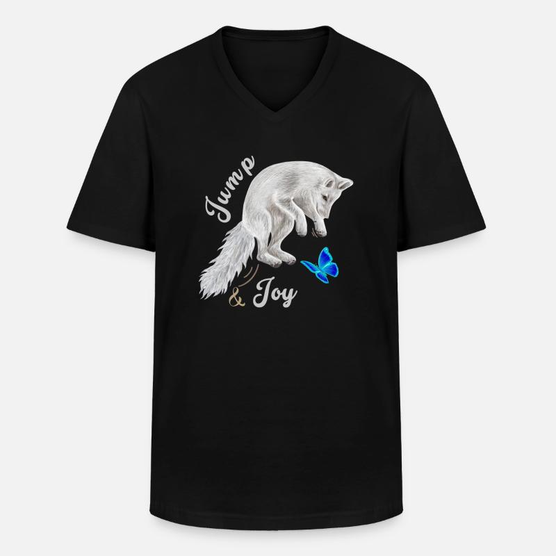 Fuchs springend - Männer-T-Shirt mit V-Ausschnitt - Schwarz