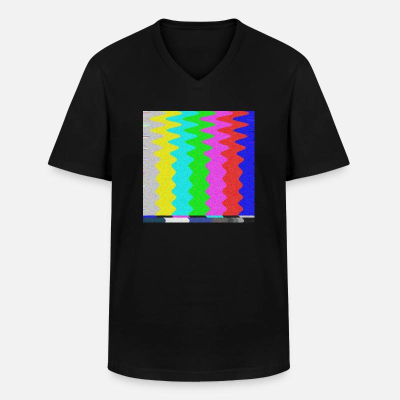 SMPTE-Farbbalken | TV-Farbtestbalken | Bleib dran - Männer-T-Shirt mit V-Ausschnitt - Schwarz