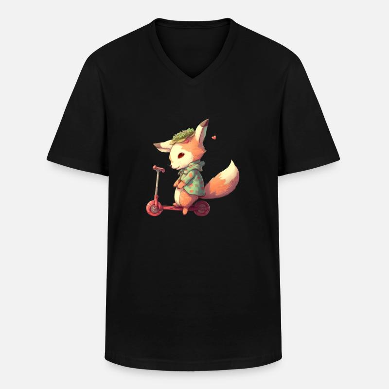 Fox Roller - Männer-T-Shirt mit V-Ausschnitt - Schwarz
