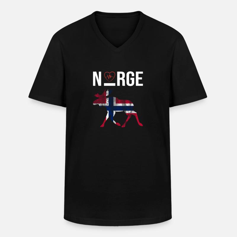 Norge Love - Männer-T-Shirt mit V-Ausschnitt - Schwarz