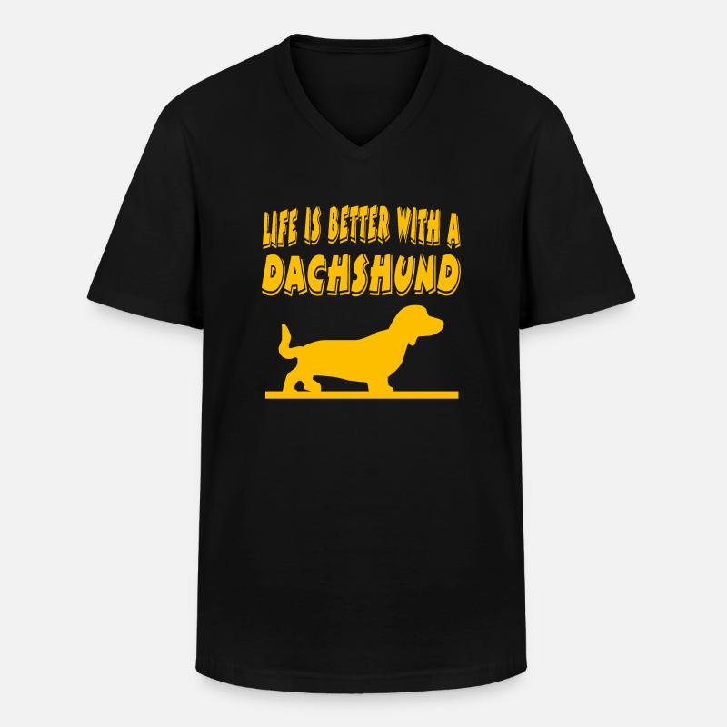 Dackel - Männer-T-Shirt mit V-Ausschnitt - Schwarz