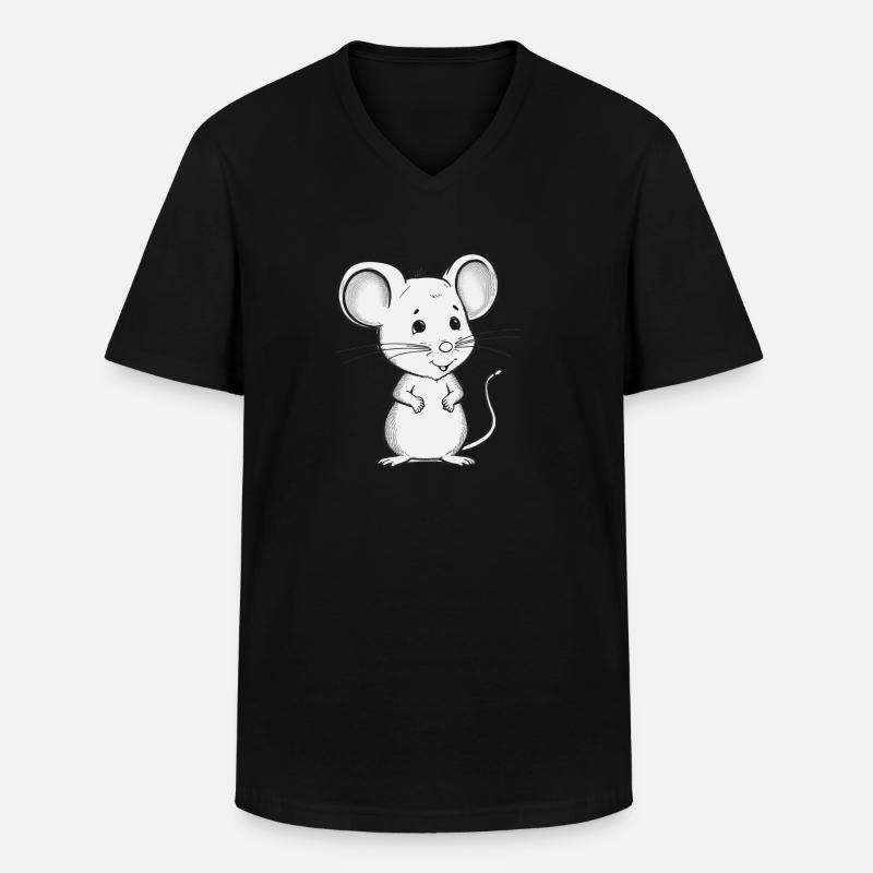 Tiny Mouse - Cute and Curious - Männer-T-Shirt mit V-Ausschnitt - Schwarz