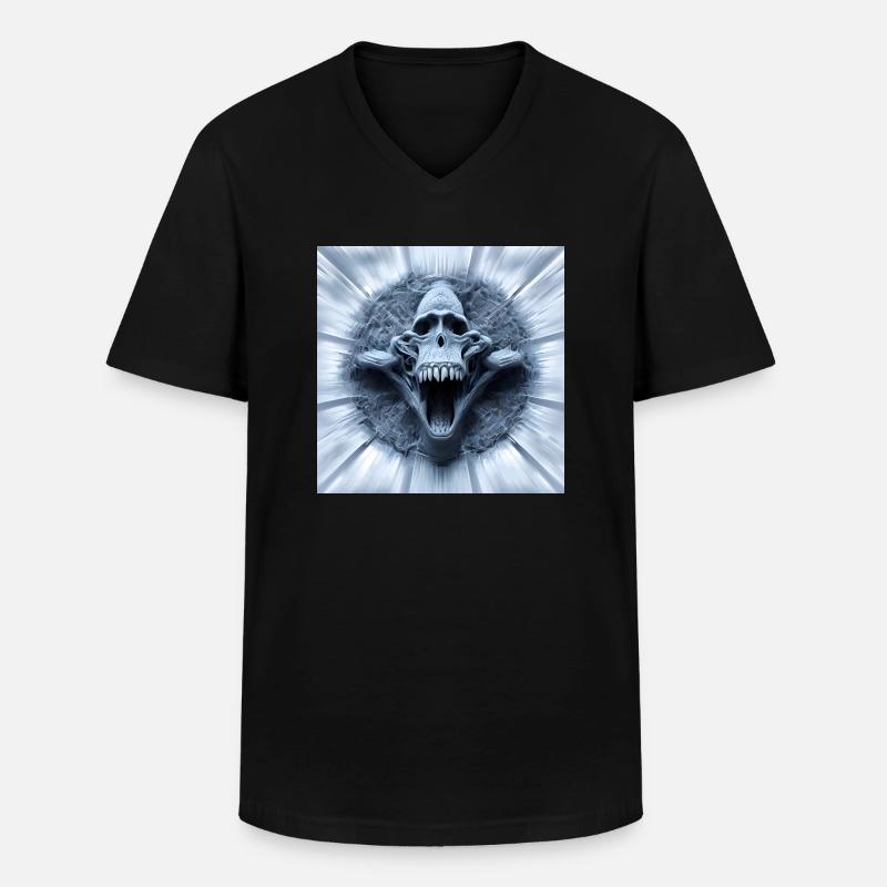 Affenschädel, Monkey Skull, Schädel, Digital Art - Men's V-Neck T-Shirt - black