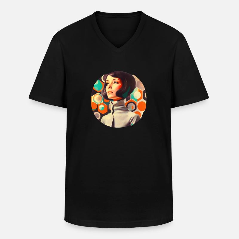 Retro Flash No29 - Männer-T-Shirt mit V-Ausschnitt - Schwarz