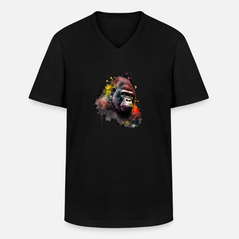 Abstract Gorilla n°3 - Männer-T-Shirt mit V-Ausschnitt - Schwarz