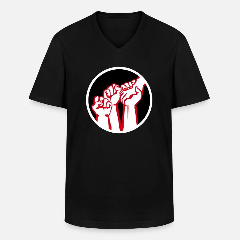 fäuste2b - Männer-T-Shirt mit V-Ausschnitt - Schwarz