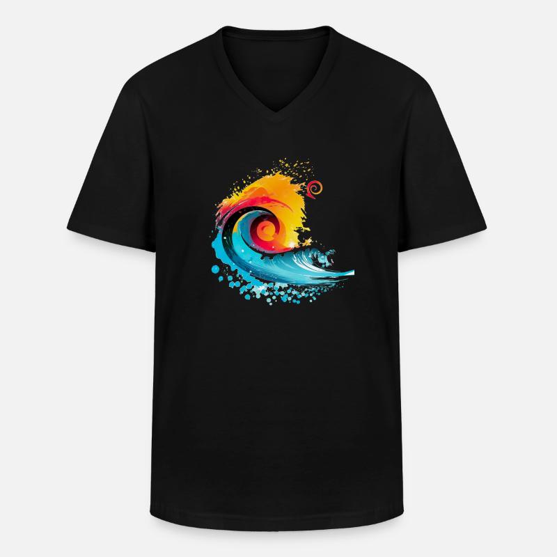 SummerWave X1 - Männer-T-Shirt mit V-Ausschnitt - Schwarz