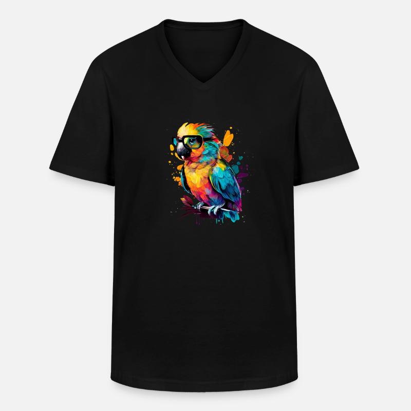 Pagagei - Männer-T-Shirt mit V-Ausschnitt - Schwarz
