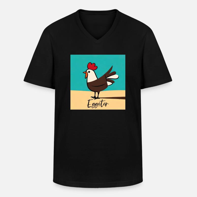 Eggster - Männer-T-Shirt mit V-Ausschnitt - Schwarz