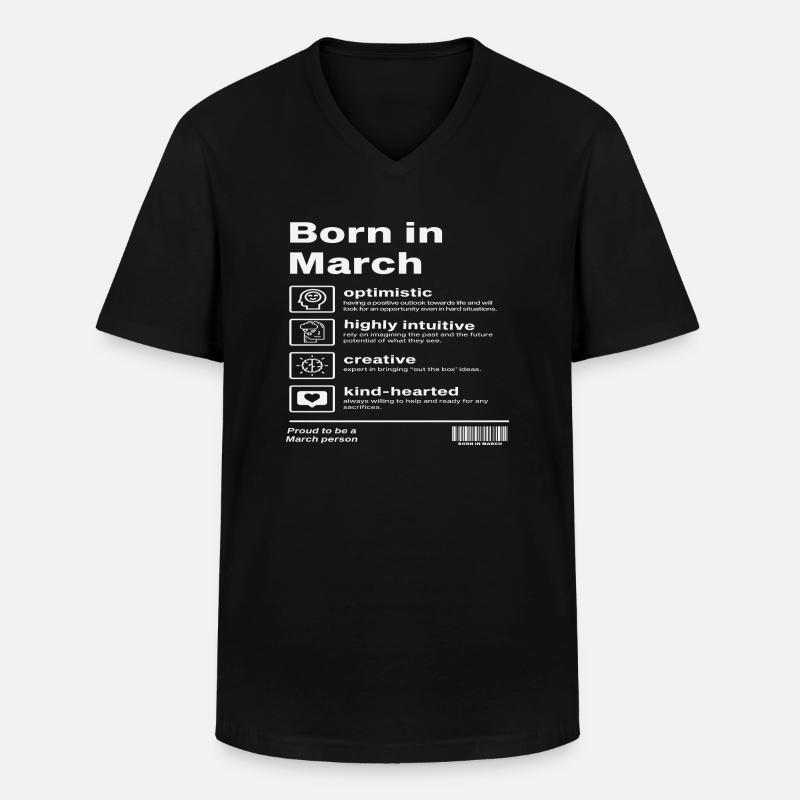 Born in March - Männer-T-Shirt mit V-Ausschnitt - Schwarz
