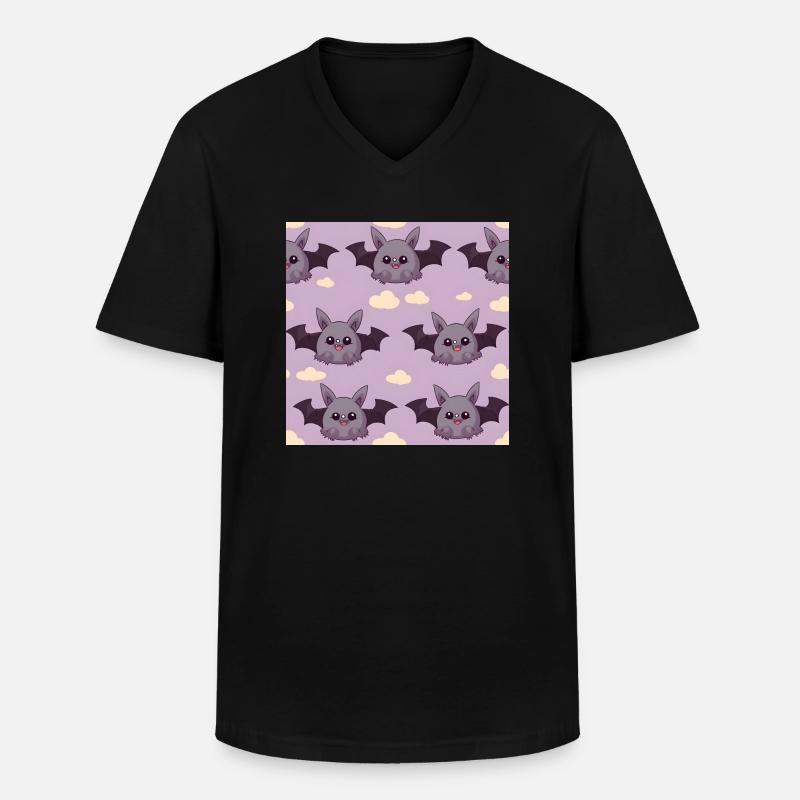Comic Bat Adventures: Süße Fledermäuse - Männer-T-Shirt mit V-Ausschnitt - Schwarz