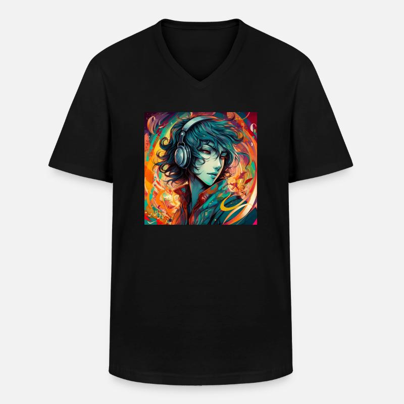 Musik Boy 4 - Männer-T-Shirt mit V-Ausschnitt - Schwarz