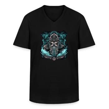 Wikinger Nordmann: Elegantes nordisches Design - Männer-T-Shirt mit V-Ausschnitt - Schwarz - Vorne - AI Model Male 178 dark (178cm)