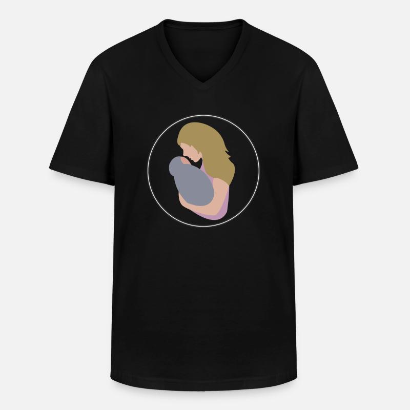 Mutter und Kind - Männer-T-Shirt mit V-Ausschnitt - Schwarz