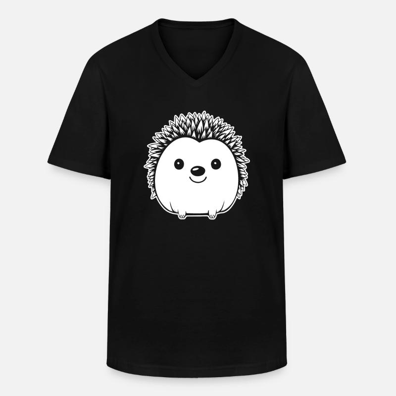 Igel Wald Stachelig Tier - Männer-T-Shirt mit V-Ausschnitt - Schwarz