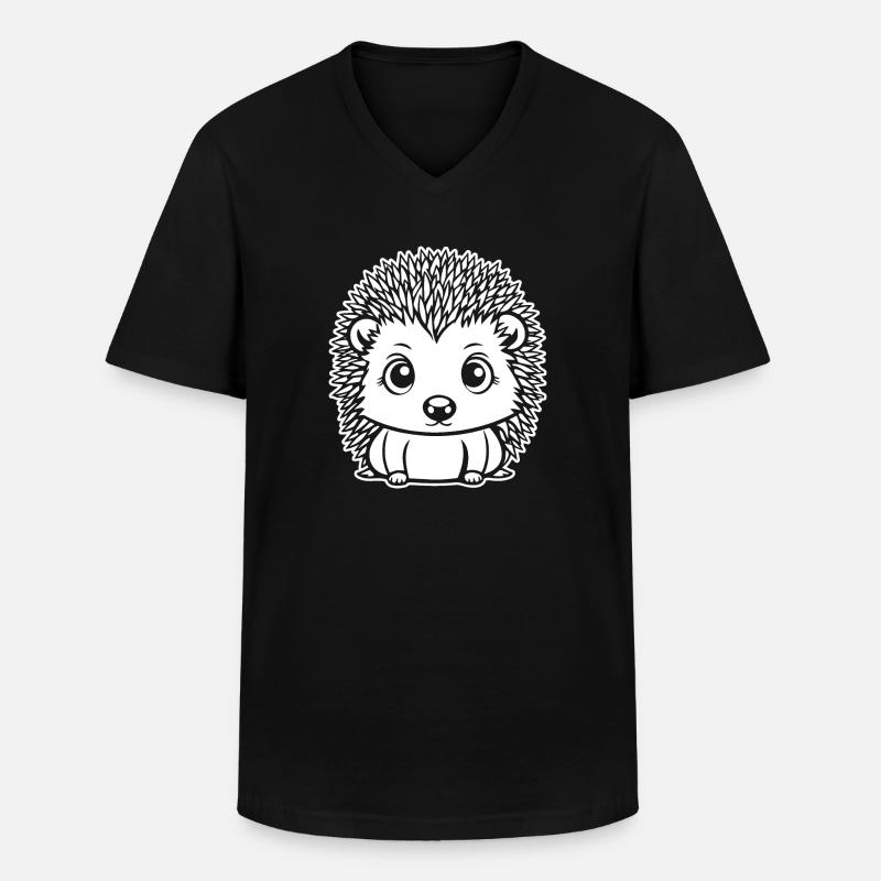 Igel Wald Stachelig Tier - Männer-T-Shirt mit V-Ausschnitt - Schwarz