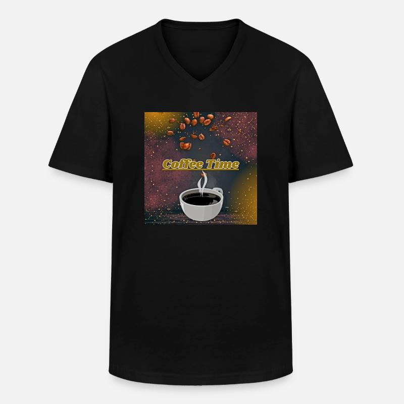 Coffe time - Männer-T-Shirt mit V-Ausschnitt - Schwarz