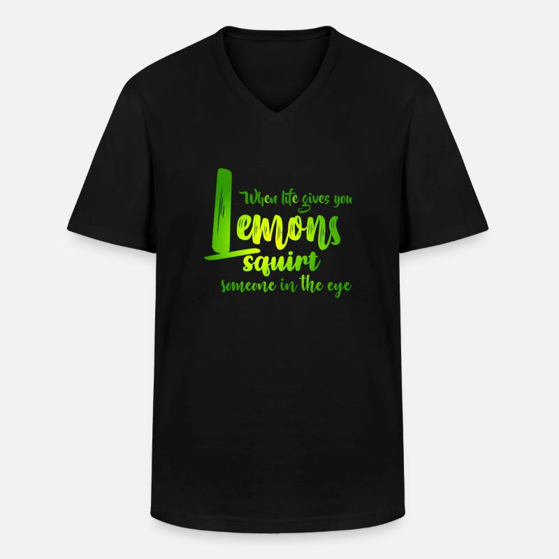 FUN Quote - Lemon Squirt - col - Männer-T-Shirt mit V-Ausschnitt - Schwarz