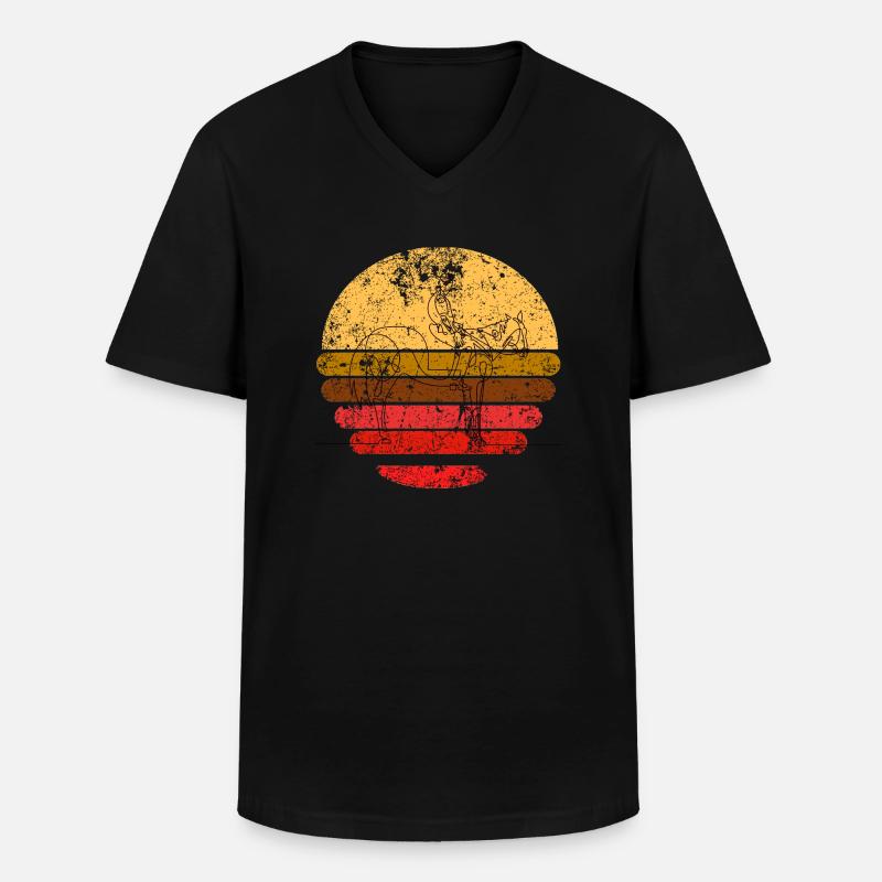 Retro pferd reiter 1 - Männer-T-Shirt mit V-Ausschnitt - Schwarz