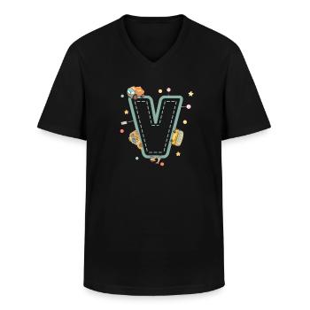 Buchstabe v Fahrzeug - personalisiertes Kindergeschenk - Männer-T-Shirt mit V-Ausschnitt - Schwarz - Vorne - AI Model Male 178 dark (178cm)